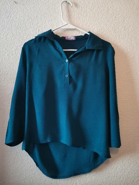 Outfit Blusa Azul Turquesa Blusa Feminina Blusa De Seda Azul