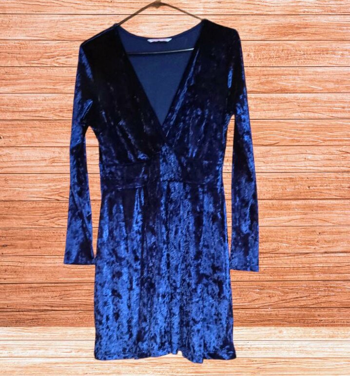 Vestido terciopelo azul - Ofertas en Huelva