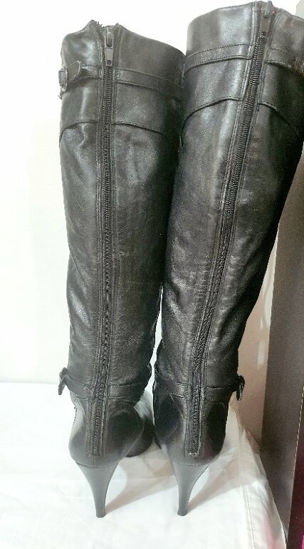 Botas Nine West Largas Botas Largas De Piel Negras Con Tacón De