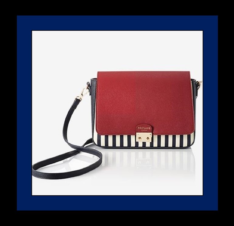 Bolso clutch Oriflame rojo/azul de segunda mano - GoTrendier