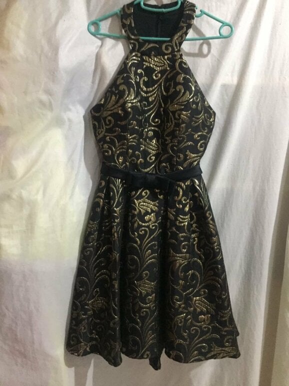 Vestidos Cortos Vestido Liz Minelli Negro Con Dorado Vestido