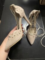 Tacones rosa palo, con listones de Contempo de segunda mano - GoTrendier