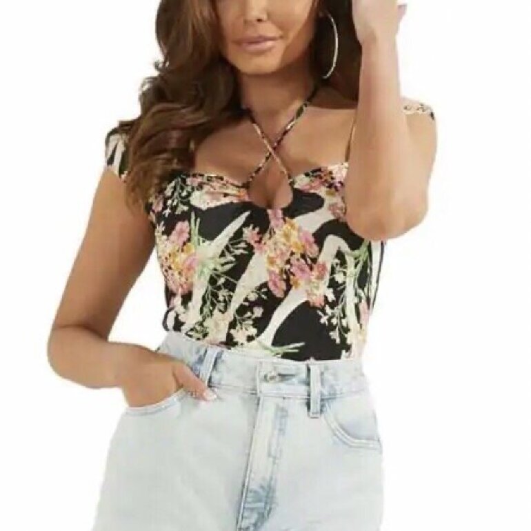 Blusa Guess manga flores de segunda mano - GoTrendier