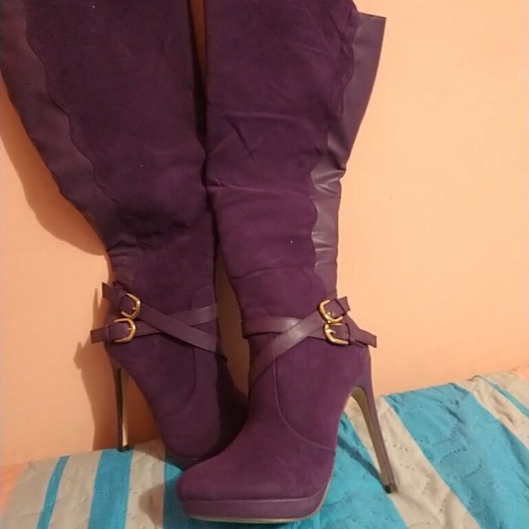 Botas Largas Tacon Cuadrado Maxibotas Bucanera Tacto Durazno