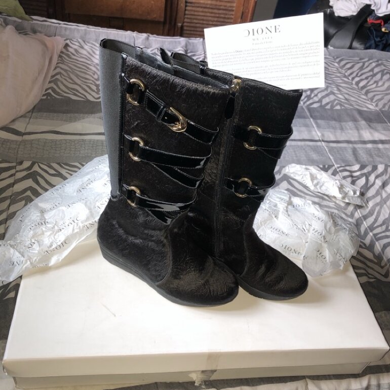 Botas DIONE negras terciopelo de segunda mano - GoTrendier