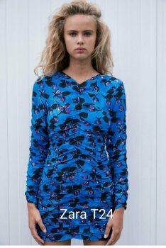 Vestido azul con flores de Zara de segunda mano - GoTrendier