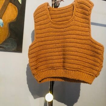 sin mangas chaleco crochet cuello redondo