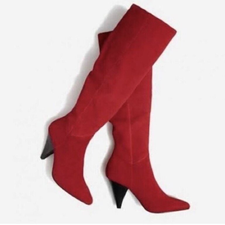 Botas mosqueteras rojas de piel arrugada y tacón de aguja - ¡DESDE LA TALLA  35 HASTA LA 46! - Pleaser Classique-3011 - Psicodelia