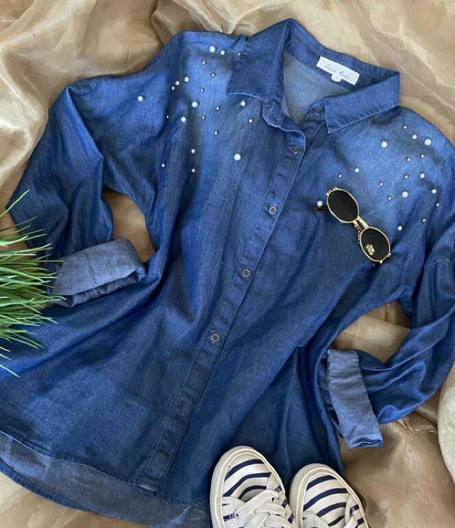 Customizar Camisa Jeans Com Perola Customizar Jeans Com Pedrarias