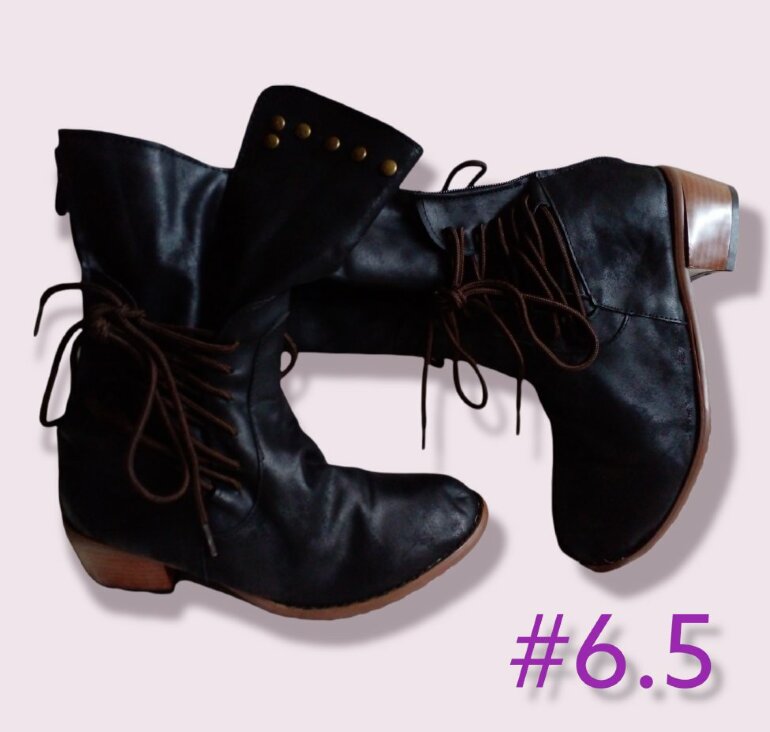 Botines negros con cintas #6.5 de C.C de segunda mano - GoTrendier