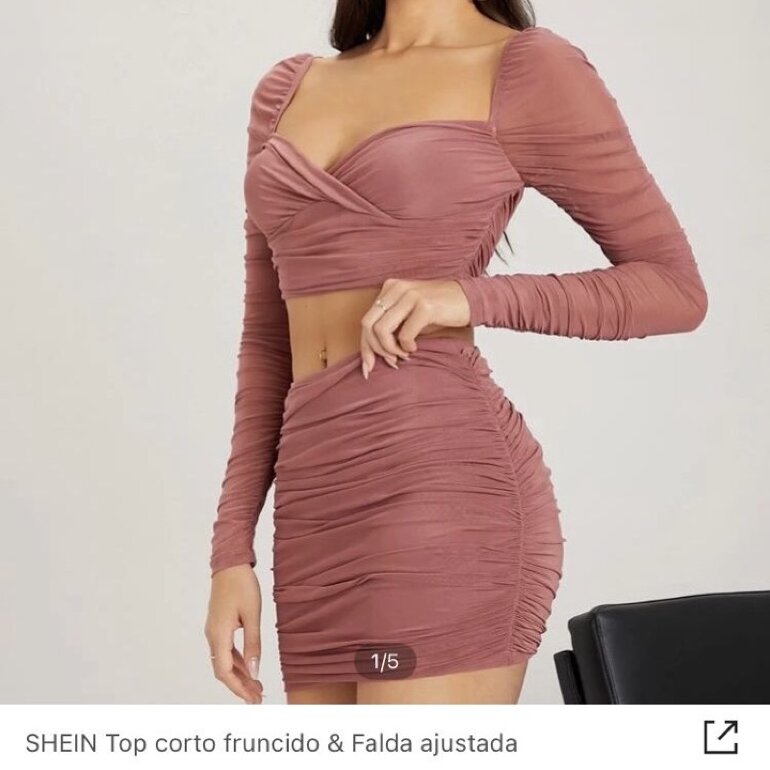 Conjunto top corto-falda ajustada de Shein de segunda mano - GoTrendier