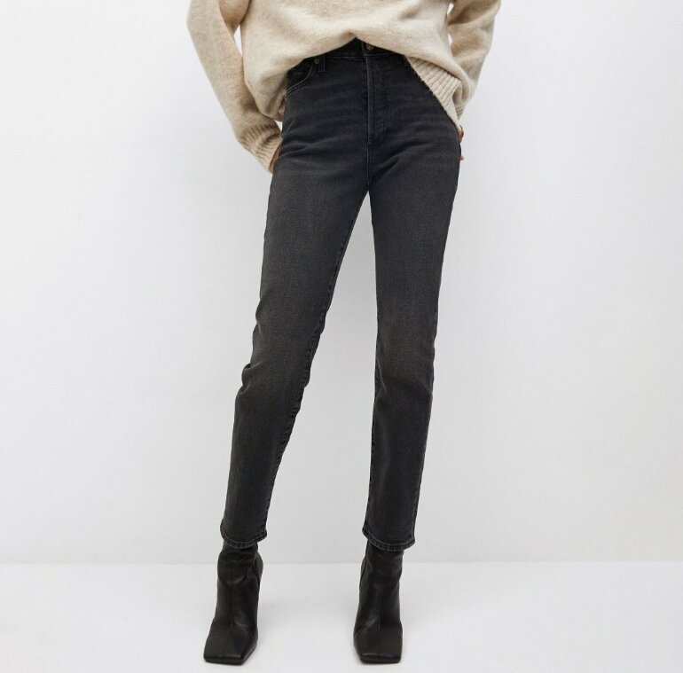Mango jeans negro deslavado slim de segunda mano - GoTrendier