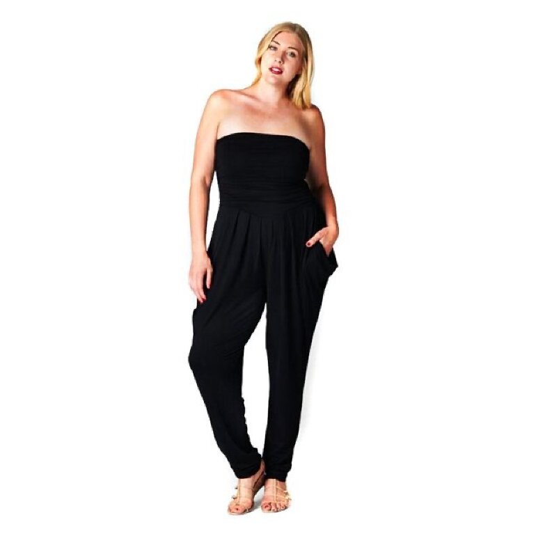 Palazzo negro strapless de HITEFOX de segunda mano - GoTrendier