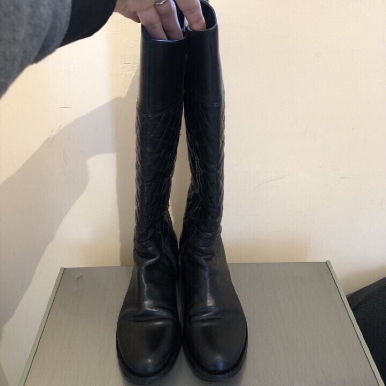 Botas largas gillio de piel negras de segunda mano - GoTrendier