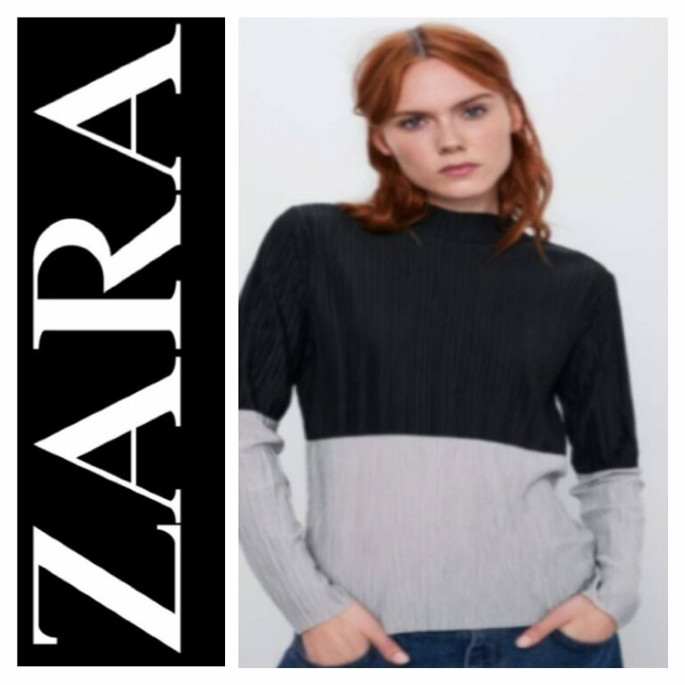 Blusa pliegues bicolor Zara T. S de segunda mano - GoTrendier
