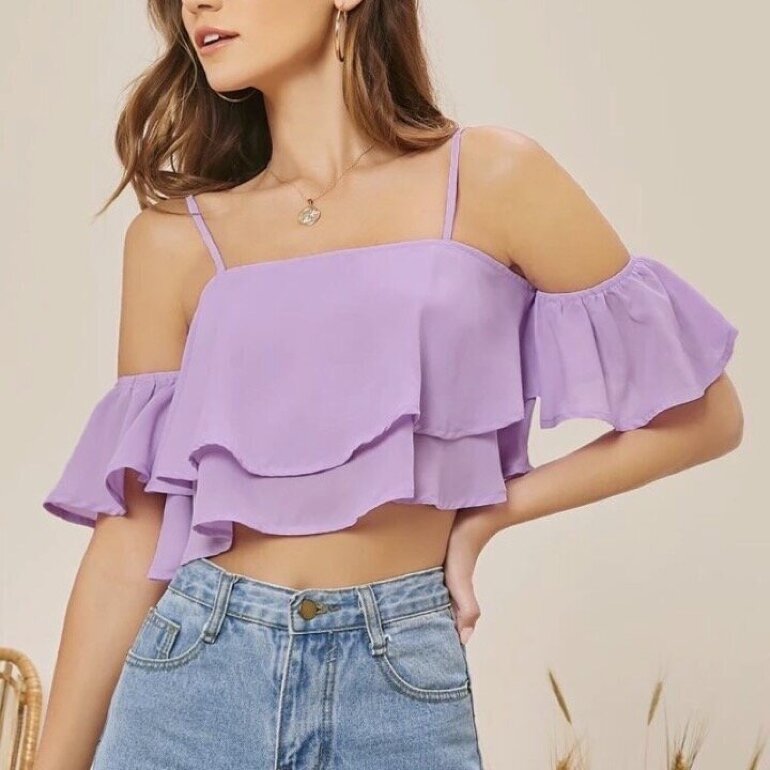 Blusa crop lila de Shein de segunda mano - GoTrendier
