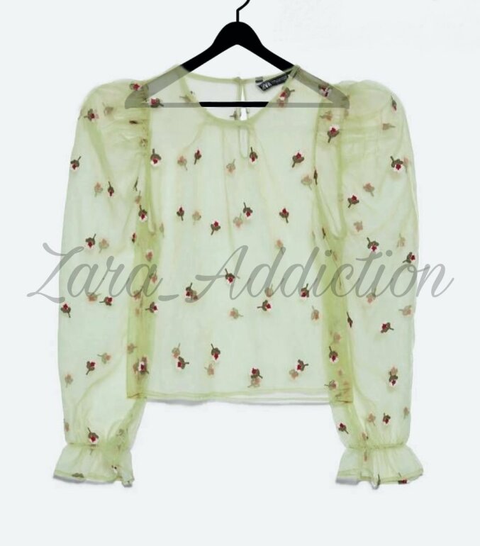 Camisa Morada Blusa Organza Flores Zara ✨BLUSA MESH FLOREADA ZARA