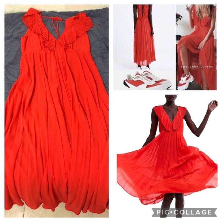 Vendido! Vestido rojo gasa suelto de Zara de segunda mano - GoTrendier
