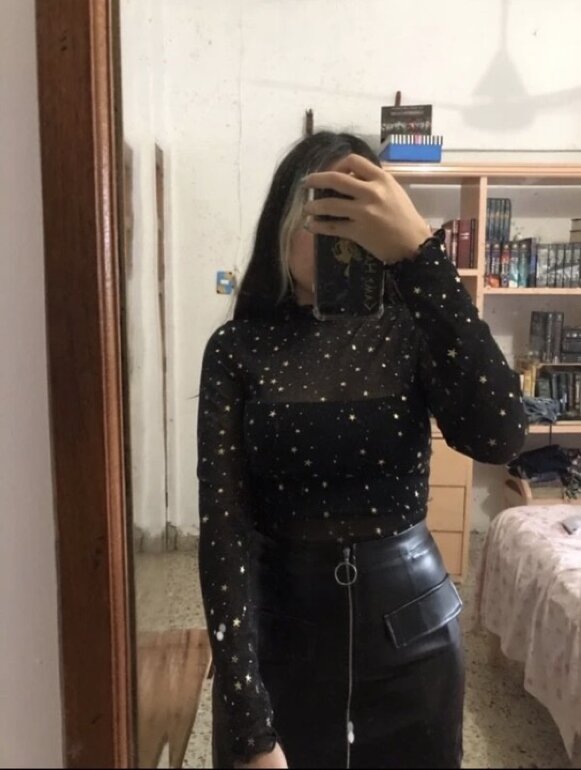 Shein Blusa Negra Transparente Con Estrellas Blusas De Shein
