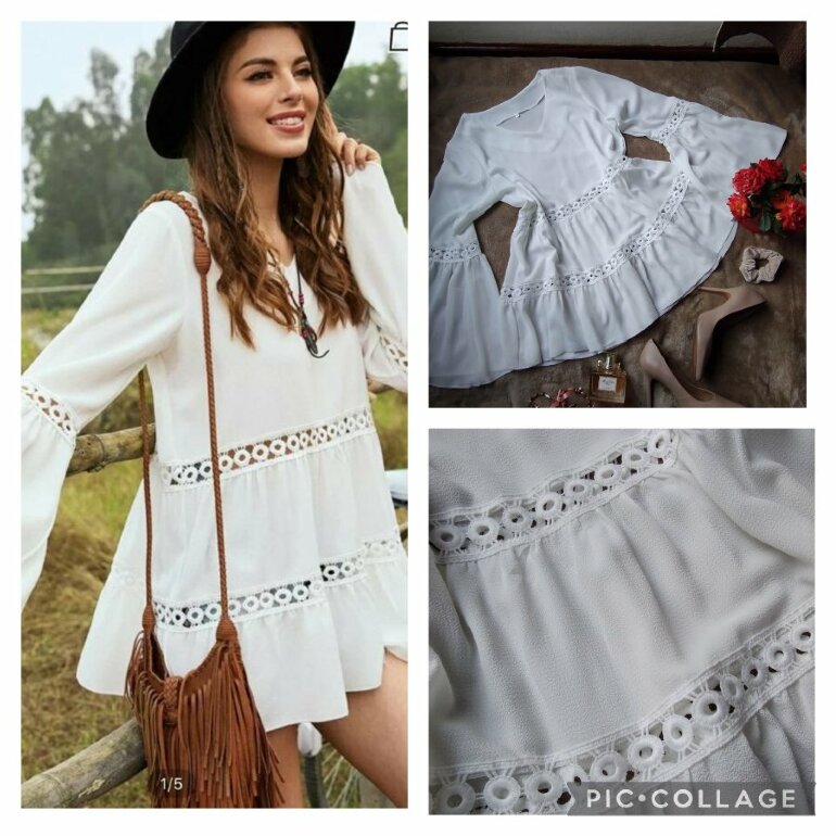 🌟Blusón Peplum SHEIN T-M/S🌟 de segunda mano - GoTrendier