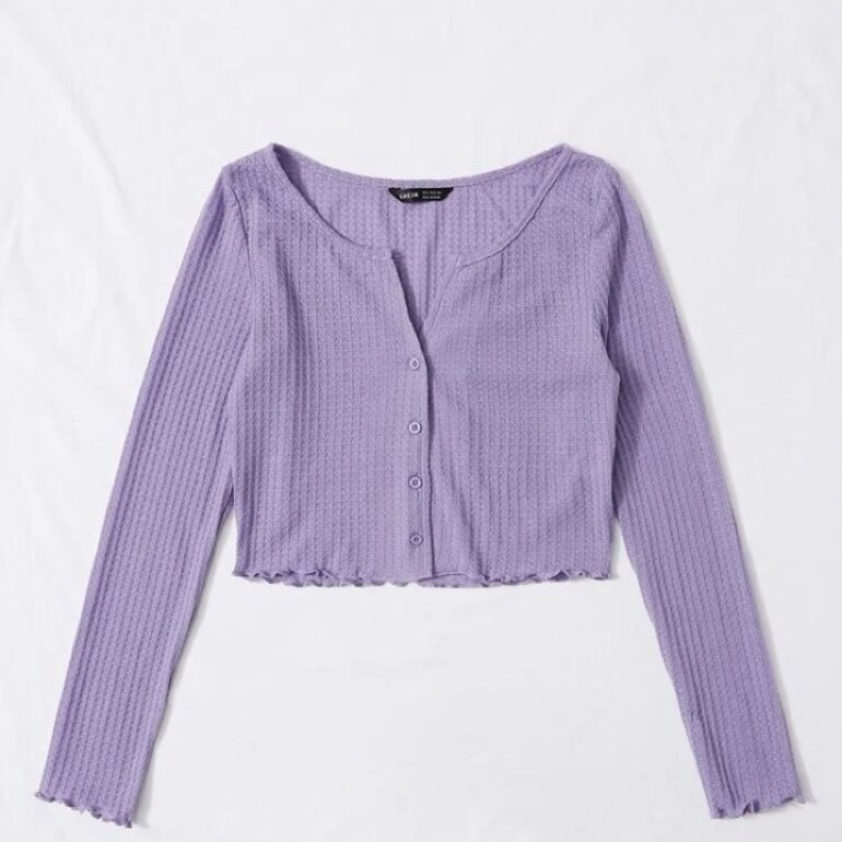 Blusa morada tejida de Shein de segunda mano - GoTrendier