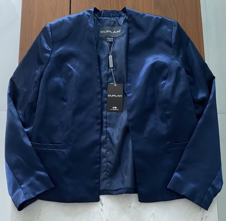 Saco Blazer Satinado Azul de Duplan de segunda mano - GoTrendier