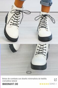 Botas estilo militar Shein blancas de mujer - GoTrendier