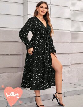 Vestidos Casuales Vestido Negro De Bolas Blancas Vestidos Casuales