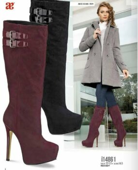 Botas de plataforma color vino de Andrea de segunda mano - GoTrendier