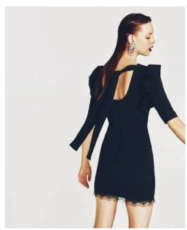 Vestido zara negro manga abullonada de segunda mano GoTrendier