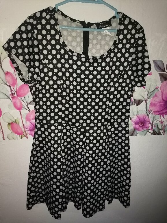 Vestidos Cortos Vestido Negro Bolas Blancas Vestidos De Bolas