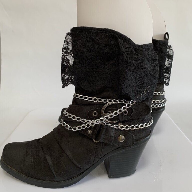 ASIA - Botines negros con cadena dorada – Alexoo España