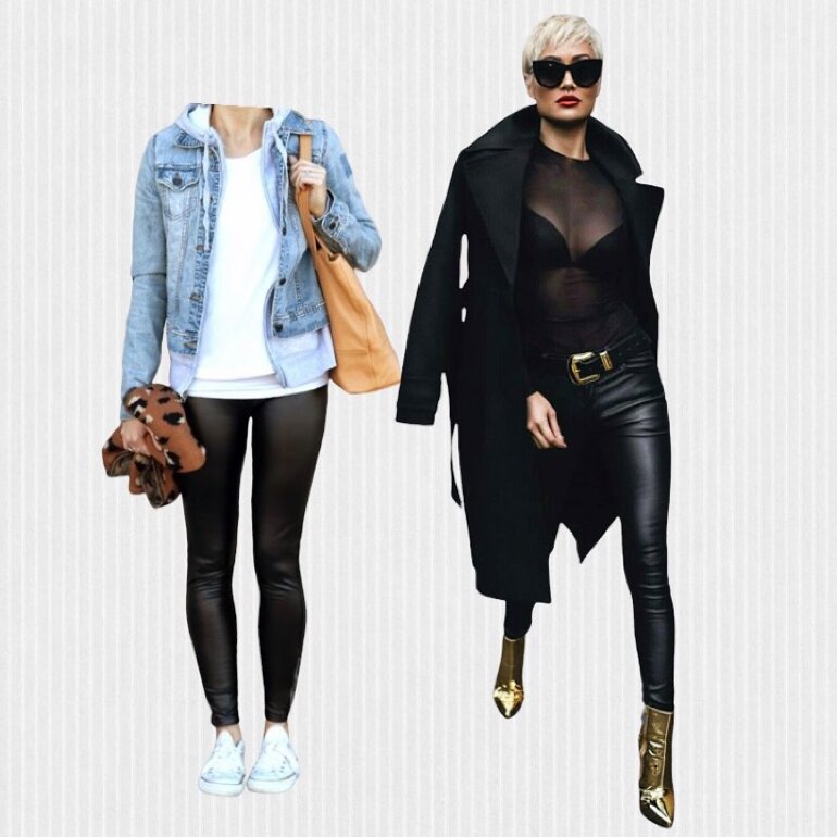 Leggins polipiel/algodón STRADIVARIUS de segunda mano - GoTrendier