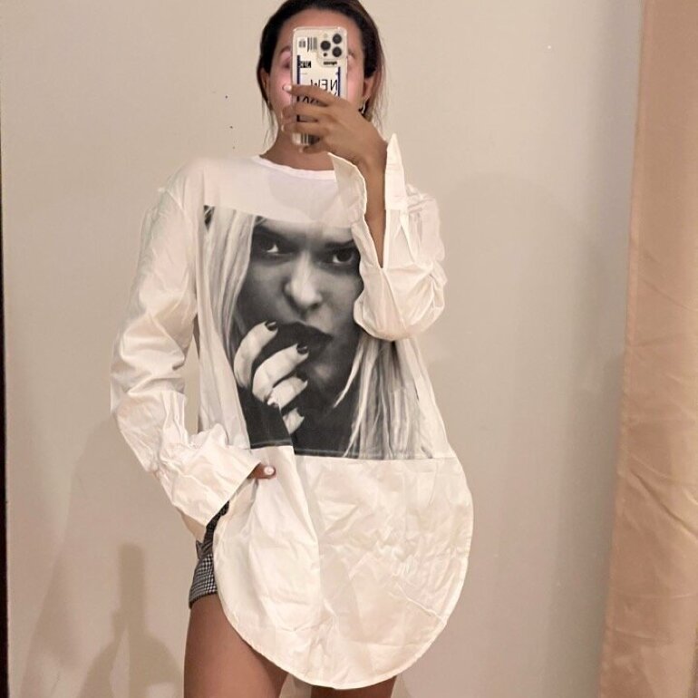 Blusa larga ZARA estampada de segunda mano - GoTrendier