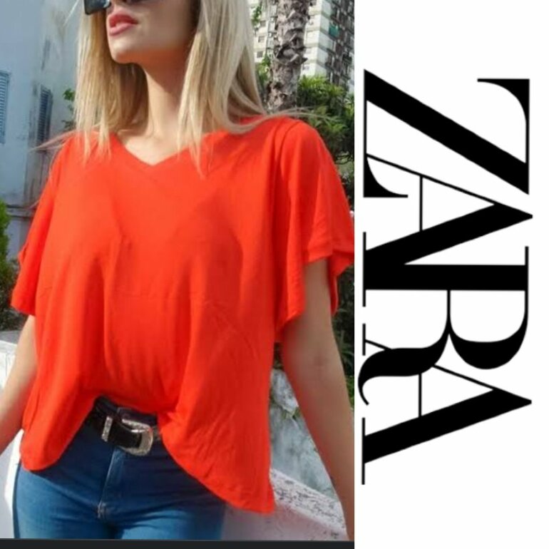 Divina Blusa Naranja Zara de segunda mano - GoTrendier