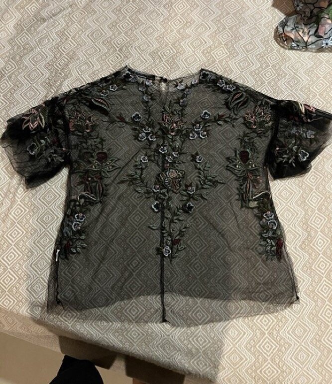 Blusa transparente con bordado de Zara de segunda mano GoTrendier