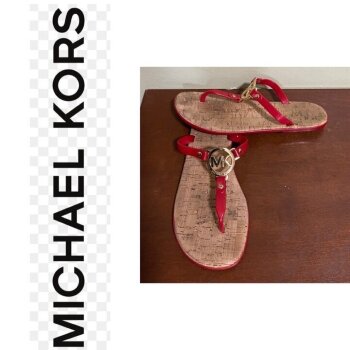 Sandalias planas Michael Kors rojas de mujer - GoTrendier