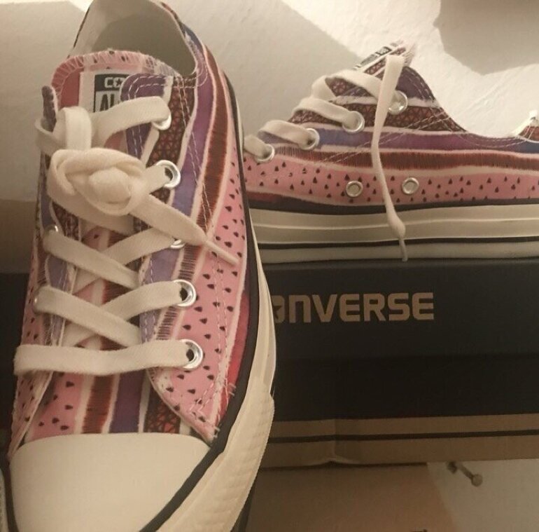Converse choclo rosas con detalle de segunda mano - GoTrendier