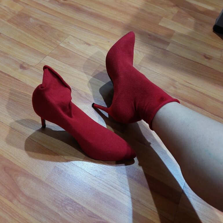 BOTINES ROJOS TIPO CALCETA BERSHKA #5 de segunda mano - GoTrendier