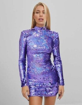 Vestidos de fiesta Bershka morados de mujer - GoTrendier