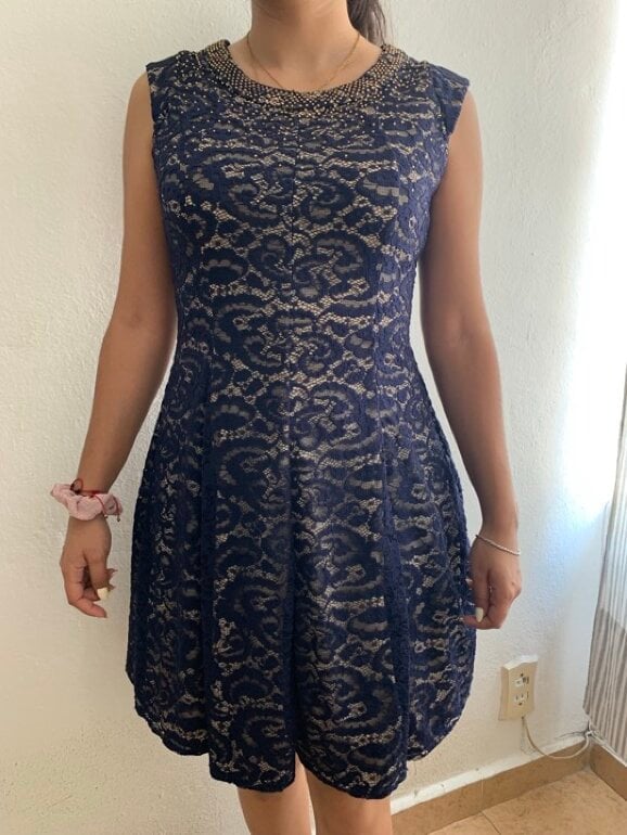 Vestido de fiesta corto azul marino de Sears de segunda mano