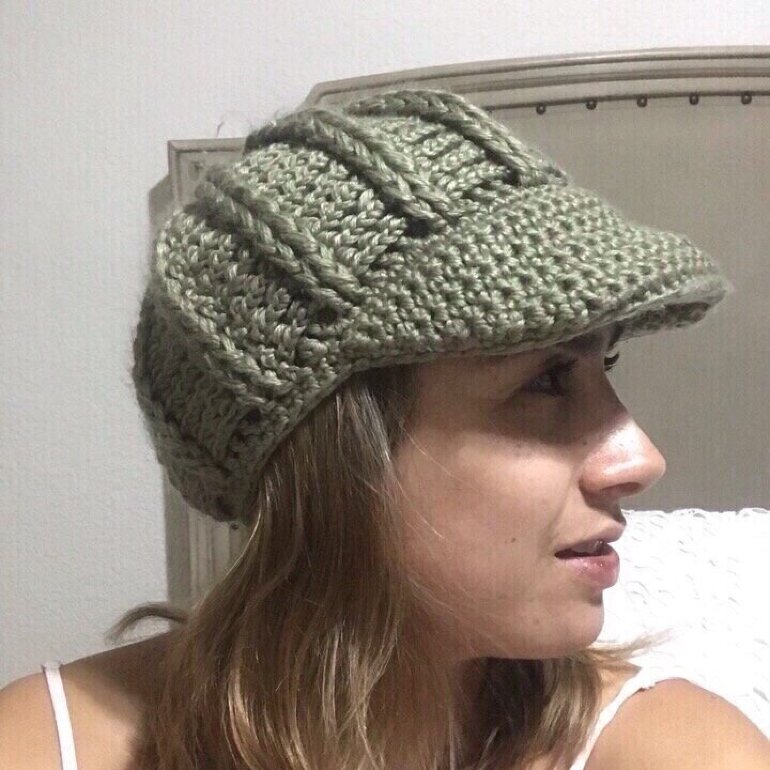 Gorra sombrero boho verde de estambre de Bershka de segunda mano