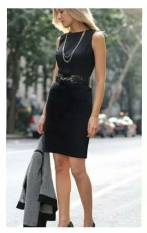 Vestido negro formal cuello ojal de Ann Taylor de segunda mano