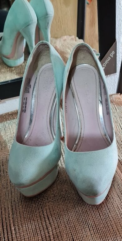 15 Años Tacones Color Menta Sandalia De Tacón Cuadrado Con Tiras