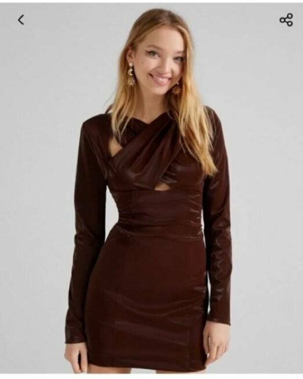 Vestido bershka cafe tipo piel de segunda mano GoTrendier