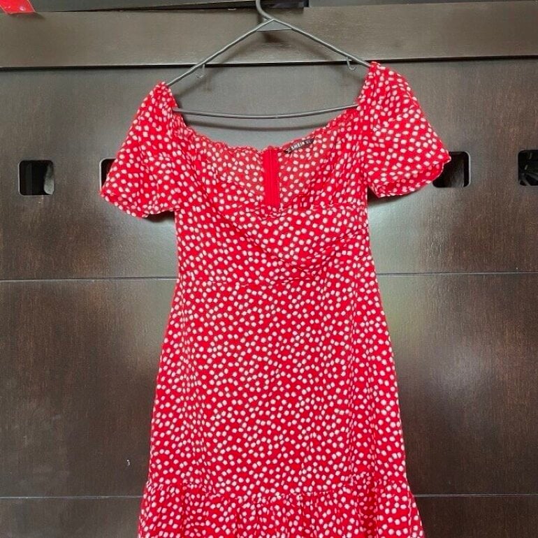 Vestido Rojo Floreado Corto Vestido Rojo De Flores Corto De Shein