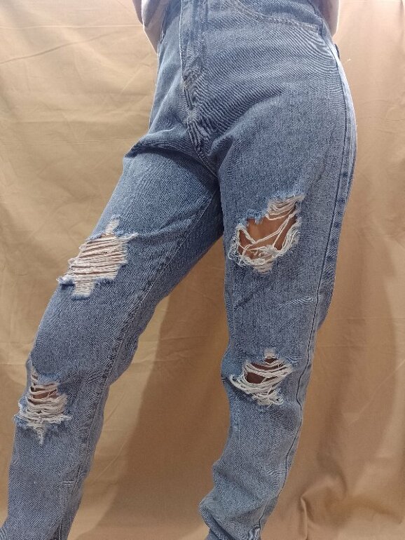 Jeans Rotos Pantalones Aguados De Mujer Pantalones Anchos Rotos De