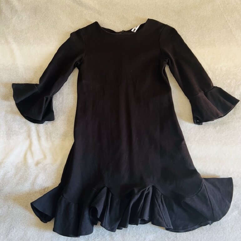 Negro Largo Vestido Negro Corto Con Olanes Vestido Casual Refill