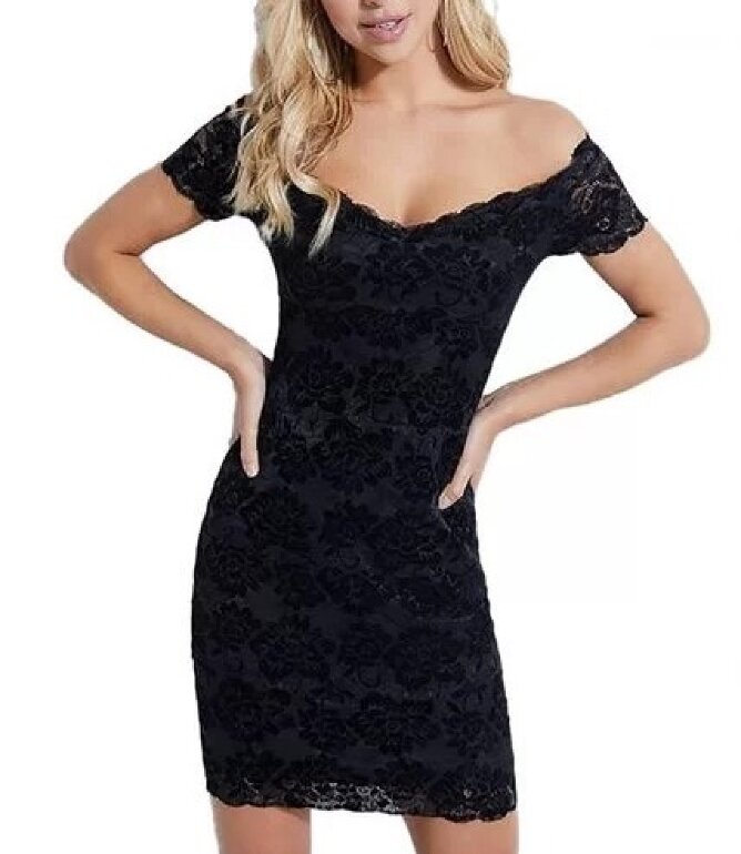 Vestido negro de encaje de GUESS de segunda mano GoTrendier