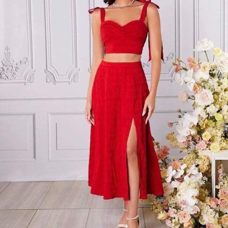 Crop Top Traje De Falda Y Blusa Falda Short Trajes De BaÃ±o Blusa Y